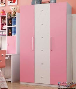 lemari pakaian anak pink putih