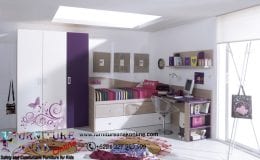 set kamar anak ungu putih